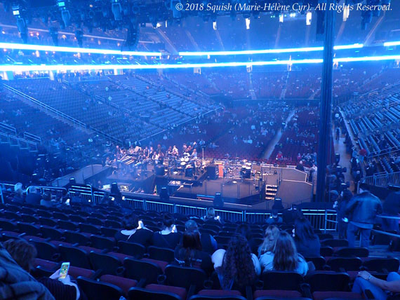 Bon Jovi stage seen from behind at the Prudential Center, Newark, NJ, USA (April 7, 2018)